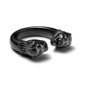 Twin lion ring - Black