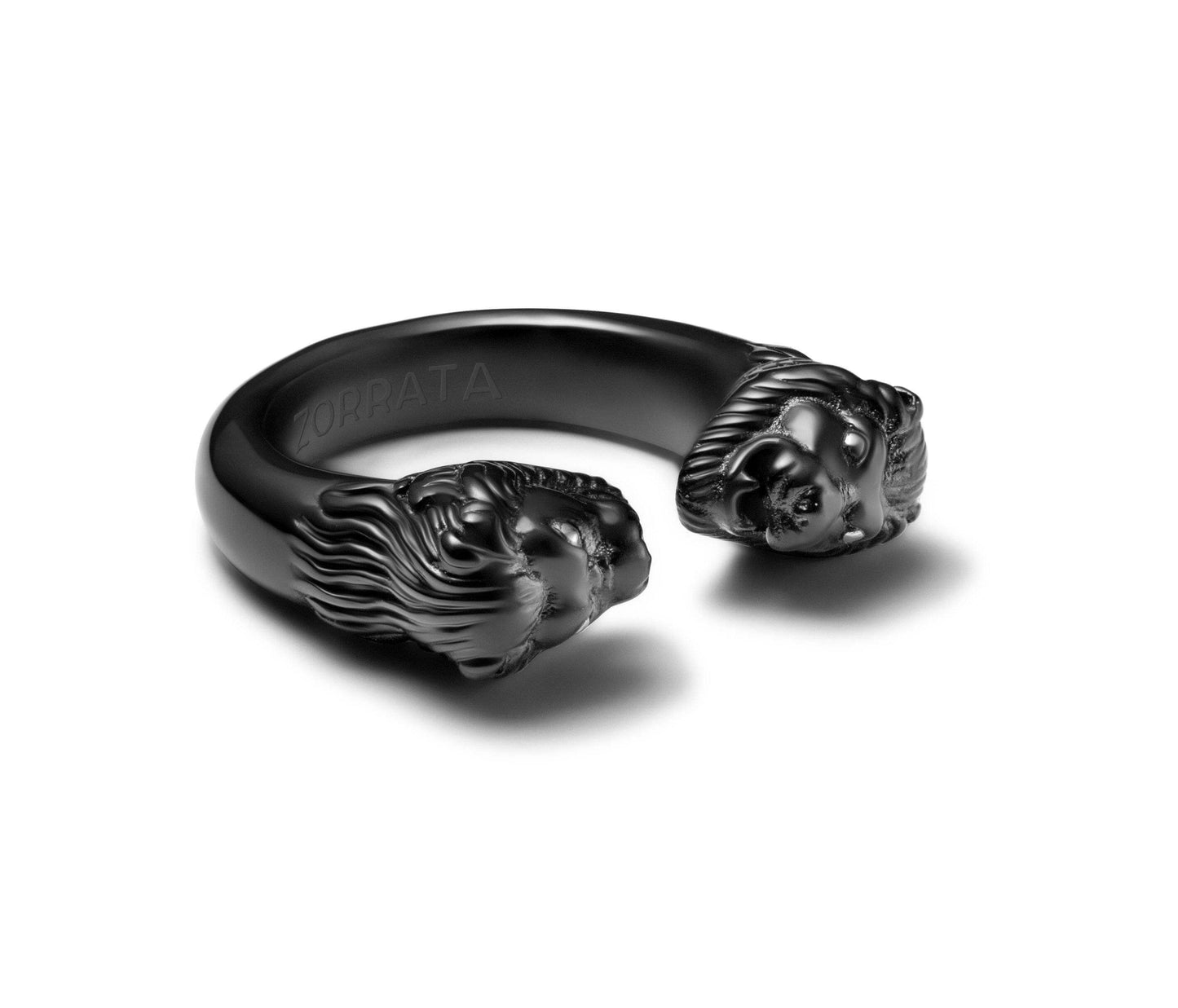 Twin lion ring - Black