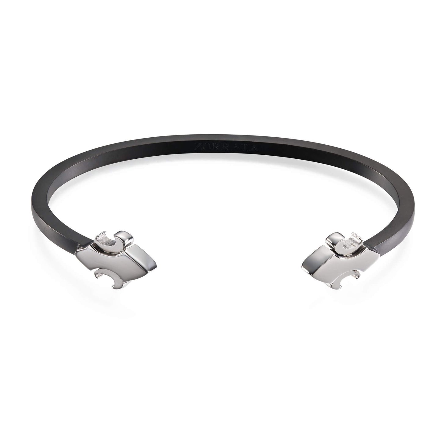 TWO TONE FLEUR DE LIS BANGLE - SILVER