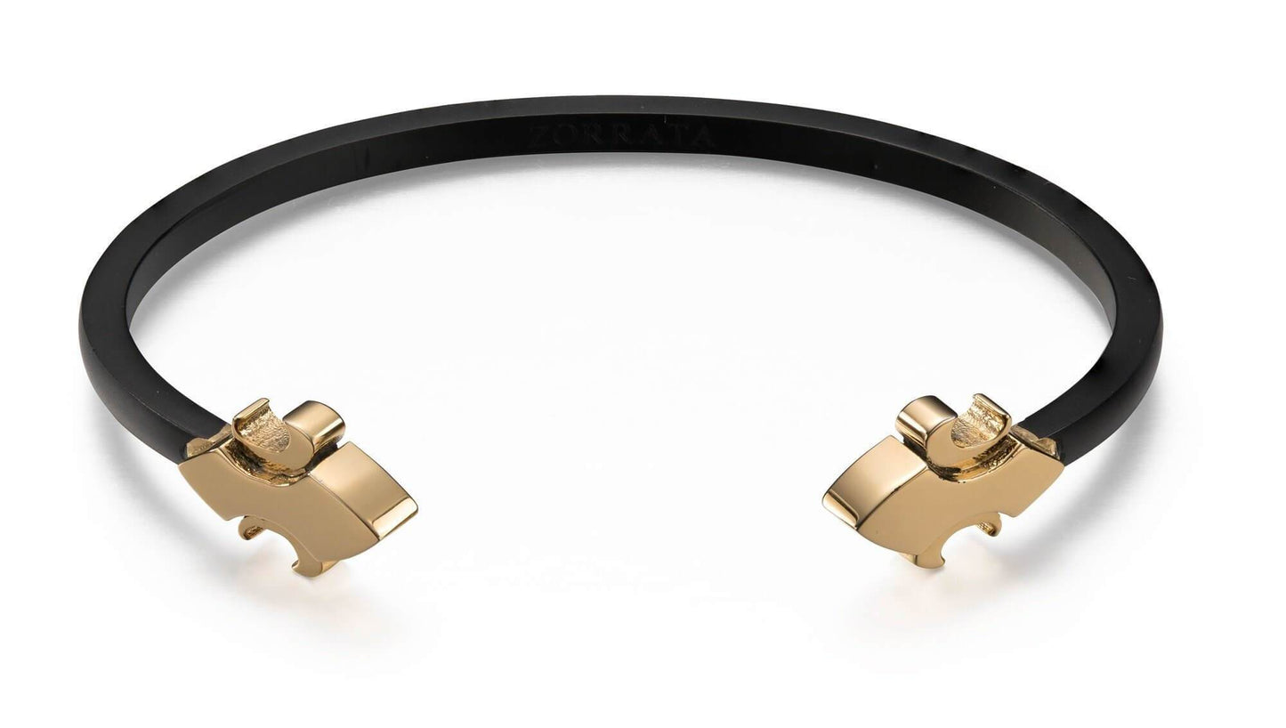 TWO TONE FLEUR DE LIS BANGLE - GOLD