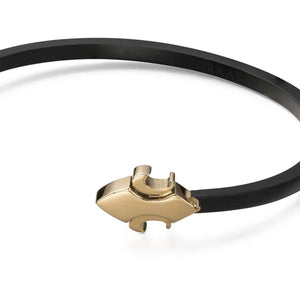 TWO TONE FLEUR DE LIS BANGLE - GOLD
