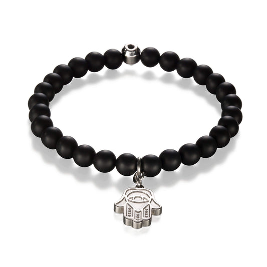 Silver Hand of Hamsa - Black