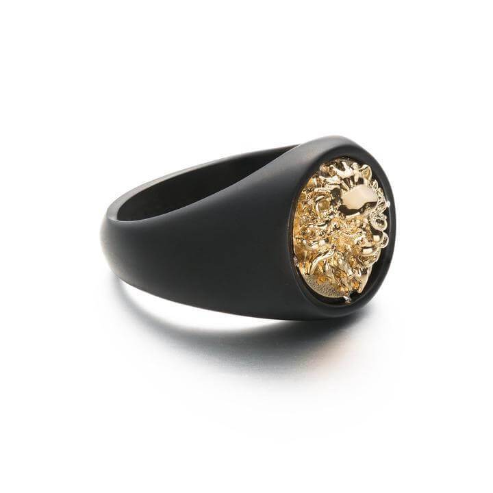 Two Tone Lion Ring - Gold