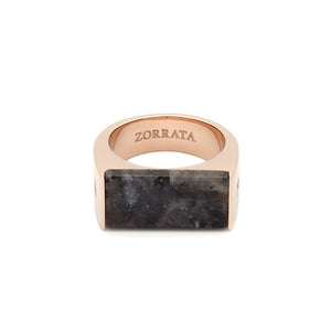 Rose Gold Grey Jasper Ring