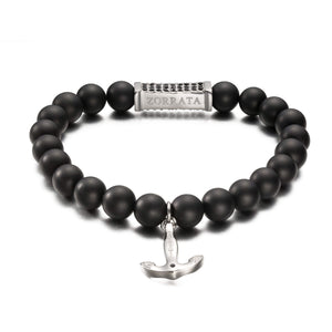 Silver Anchor Bead Bracelet